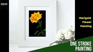 How to paint Marigolds | One stroke painting Marigold flower | Quick and easy Paintings