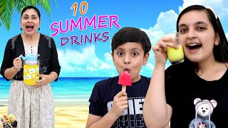 10 TYPES OF SUMMER DRINKS | Frozen Gola and Coolers Challenge | Aayu and Pihu Show |