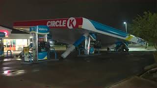 Damages in Texas City:  Gas station canopy collapse