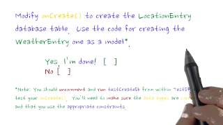 Create Sunshine Location Database Quiz - Developing Android Apps