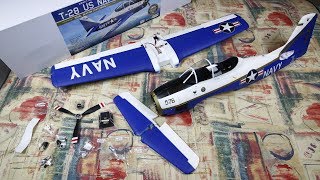 NEW Durafly T-28 Trojan Naval Aviation Centennial Edition 1100mm Unboxing and Build HobbyKing