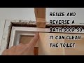 How to reverse and resize a bathroom door so it can clear the toilet to open