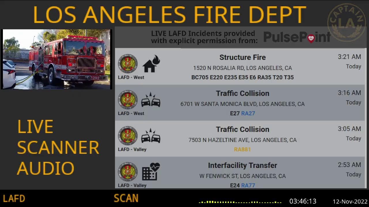 Lafd Live Los Angeles Fire Department Scanner Radio Fire Ems