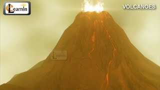 Volcanoes and types of volcanic eruptions | Volcano video with hot magma lava in 3D animation HD