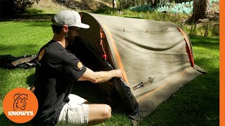 Oztent DS−2 Pitch Black Double Dome Swag - How to setup & pack away