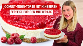 Joghurt Mohn Torte mit Himbeeren | Einfaches Tortenrezept | So lecker | Jessys Küchenkunst