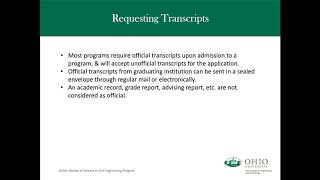 Ohio University Online MSCE Application Process