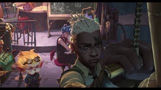 Powder, Ekko, Heimerdinger create Ekko's Chronobreak device (1/2)|animation moment| arcane 2