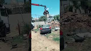 Destroying Car😓😱 #excavator #shortvideos #viral #accidentnews