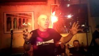 Attila the Stockbroker performing a poem on his 30th stage anniversary