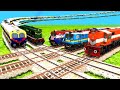 3️⃣ DIFFRENT RAILWAY TRACKS & FLYING RAILWAY TRACKS VS HIGHEST SPEED TRAINS CROSSING|Train Simulator