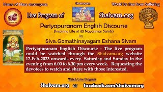 Periyapuranam English Discourse - 16 - Eripatha nayanar Puranam