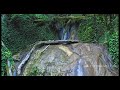 vertical flight along the waterfall mountain gorge