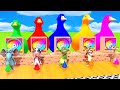 5 Giant Duck Cartoon, Cow, Elephant, Tiger, Dinosaur, Paint Wild Animals Crossing Fountain Animation