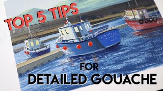 5 Easy Tips for Painting Detailed Gouache Scenes ✶ Boats at the Docks