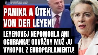 Náhly skrat pred kamerami! Panika a útek Von Der Leyenovej! Odvážny muž ju vykopol z Europarlamentu