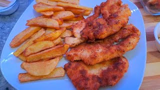 Snitel din piept de pui ,rumenit si crocant🍽😏Schnitzel from chicken breast, browned and crispy