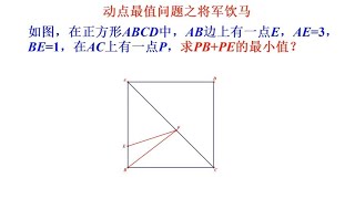 动点最值问题，正方形中的将军饮马，基础题型，初中生应掌握