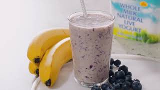 Irish Yogurts Clonakilty Blueberry and Banana Smoothie. Natural Yogurt Smoothie Recipe.