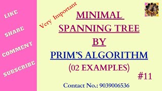 11. Prim's Algorithm working, Minimal Spanning Tree by Prim's Algorithm #tree #spanningtree