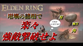 エルデンリング攻略向け　坩堝祈祷騎士ビルド講座　坩堝の諸相、角、喉袋、尾　楽々ボス撃破できます。