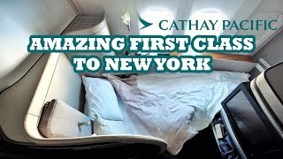 Cathay Pacific FIRST CLASS | CX830 Hong Kong to New York JFK - Boeing 777-300ER