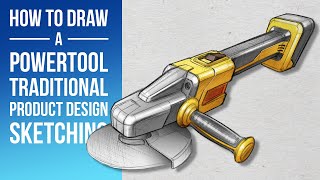 How to draw a power tool - traditional product design sketching
