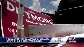 Arrests made after tracking device helps find stolen campaign signs in Brevard County