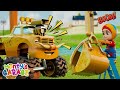 Five Little Excavators Digging In The Dirt | Nursery Rhymes - Monty’s Garage