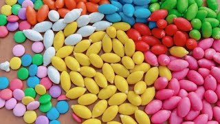 Satisfying ASMR l Magic  Rainbow Kinetic Sand M&M's & Skittles Candy Mixing Cutting  #7