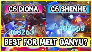 C6 Diona  vs C6 Shenhe for Melt Ganyu | 368k vs 400k | $2k USD for 10% difference? (Genshin Impact)