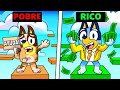 OBBY POBRE vs RICO CON BLUEY y BINGO en ROBLOX! 🤑😭 LAS AVENTURAS DE BLUEY en ROBLOX!