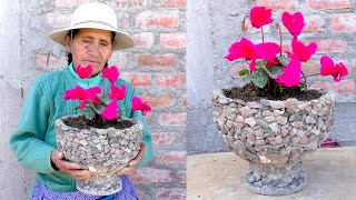 Cómo hacer una Maceta de piedritas con cemento Creativo Artesanal - Maceteros de Piedra Natural