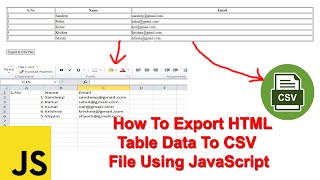 How To Export HTML Table Data To CSV File Using JavaScript | HTML Table To CSV File