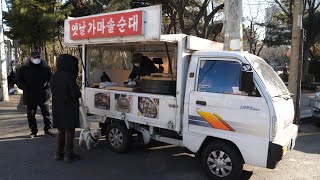 맛있다고 소문나서 강아지까지 찾아오는 트럭순대! 순대 만원어치 배터지게 썰어줍니다 / Blood sausage (Sundae) Truck / korean street food