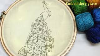 Peacock Hand Embroidery by Embroidery grace #peacock #viral #birds #moor