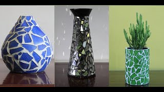 Three amazing handicraft ideas from glass and white cement. tiga ide kerajinan dari pecahan kaca.