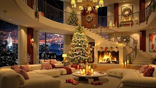 Cozy Christmas Ambience in New York Apartment | Relaxing with Christmas Jazz \u0026 Crackling Fireplace