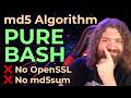 I implemented the `md5` algorithm in Bash with 0 external utilities