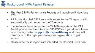 Medicare Performance Adjustment (MPA) Year 5 Report Overview Training