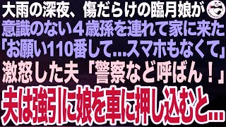 警報発令中の大雨の深夜、傷だらけの臨月娘が意識のない４歳孫を抱いて家に来た「お願い！110番して！スマホもなくて」激怒した夫「警察など絶対に呼ばん！」さらに夫は強引に娘を車に押し込むと…