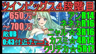 【クランバトル】ツインピッグス４段階目(ニャル)敵UB0:43付近チャート 650万～700万【プリコネR】