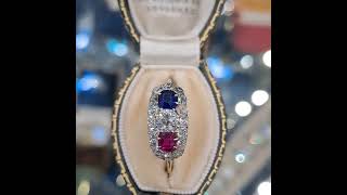 #VR137 French Belle Époque tricolour ring sapphire, diamond, ruby