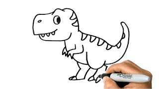 How to DRAW T-REX Dinosaur Easy Step by Step
