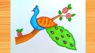 मोर का चित्र बनाना सीखें / Peacock Drawing /How to Draw Peacock very easy for beginner step by step