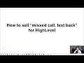 How to sell missed call text back go HighLevel