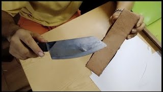 เทคนิคการลับมีดให้คม บอกลาหินลับมีด เก็บคมด้วยหนังแท้ sharpening knives with genuine leather