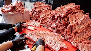 Amazing! 1000kg of ribs sold in a month. Korean Spicy Grilled Pork Rib BBQ / Korean street food