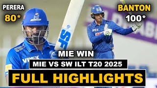 FULL HIGHLIGHTS SHARJAH WARRIORS  VS MI EMIRATES ILT T20 MATCH 11 HIGHLIGHTS 2025 || MIE VS SW