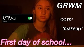 FIRST DAY OF SCHOOL GRWM + VLOG💌 ootd, makeup, morning routine, skincare, + more!